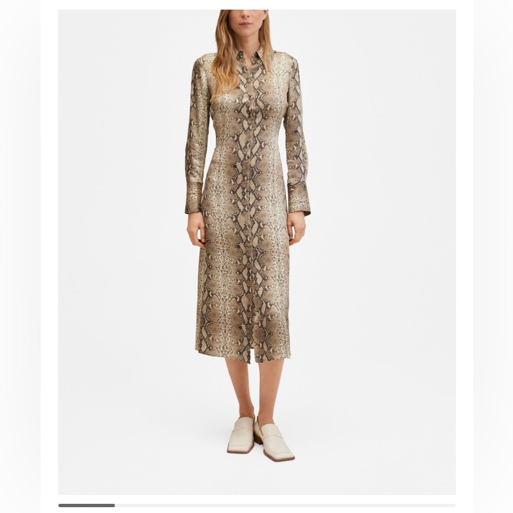 Mango Animal Print Shirt Dress